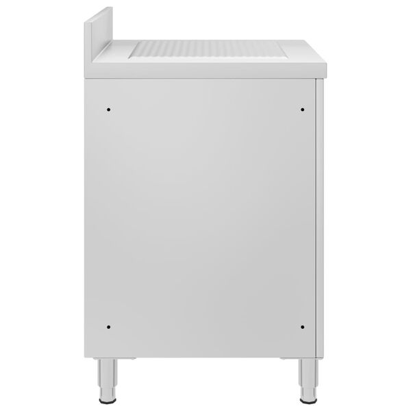 vidaXL Commercial Kitchen Cabinet with Drainboard Stainless Steel