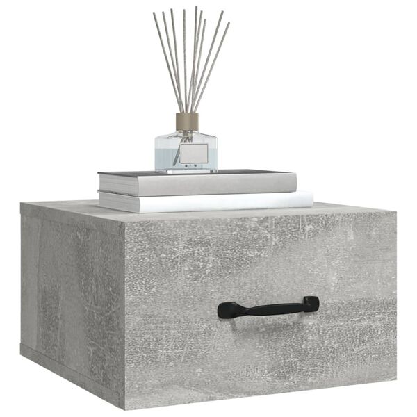 vidaXL Wall-mounted Bedside Cabinets 2 pcs Concrete Grey 35x35x20 cm