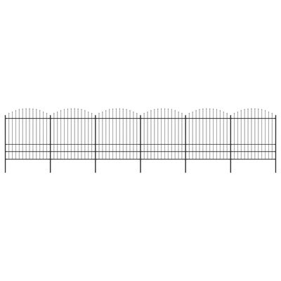 vidaXL Garden Fence with Spear Top Steel (1.75-2)x10.2 m Black