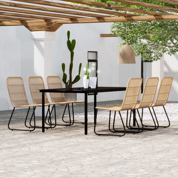 vidaXL 7 Piece Garden Dining Set Oak
