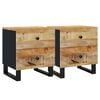 vidaXL Bedside Cabinet | Set of 2 | Black and Natural Wood