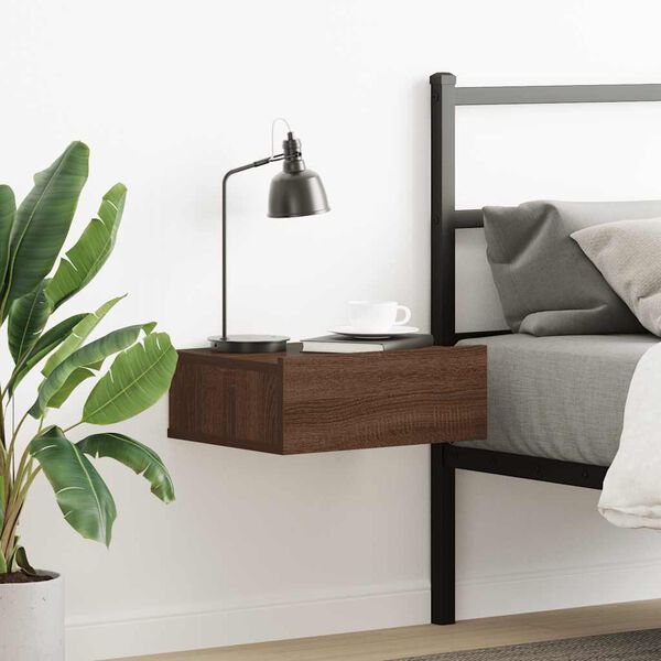vidaXL Floating Nightstand Brown Oak 40x30x15 cm Engineered Wood