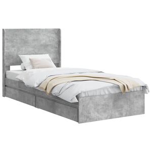 vidaXL Bed Frame with Storage and Headboard Concrete Grey 90 x 190 cm