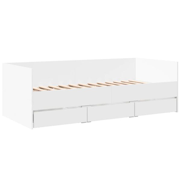 vidaXL Daybed with Drawers without Mattress White 100x200 cm