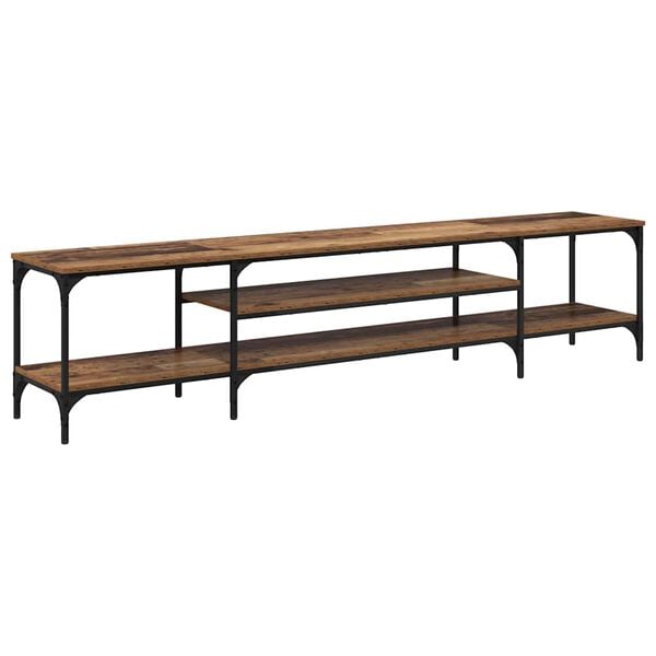 vidaXL TV Cabinet Old Wood 201 x 35 x 45 cm Engineered Wood and Iron