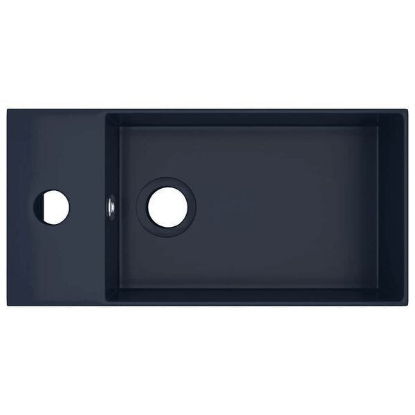 vidaXL Bathroom Sink with Overflow Ceramic Dark Blue