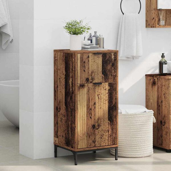vidaXL Bathroom Cabinet with Drawer Old Wood 39.5 x 36 x 88 cm