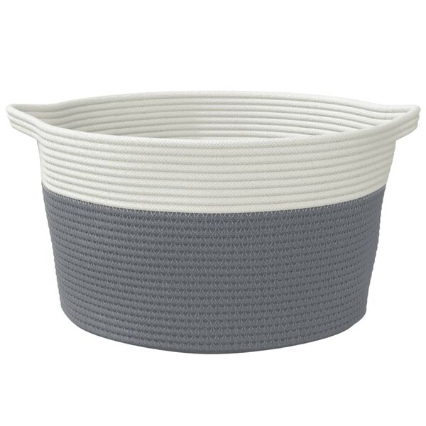 vidaXL Storage Basket Grey and White &Oslash;40x25 cm Cotton