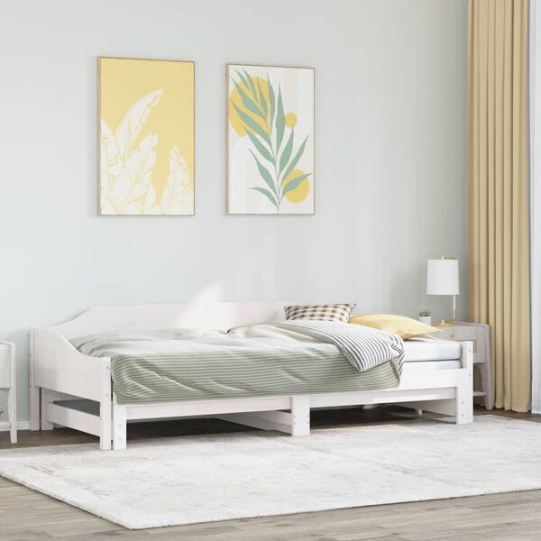 vidaXL Daybed with Trundle without Mattress White 90x190 cm Single Solid Wood