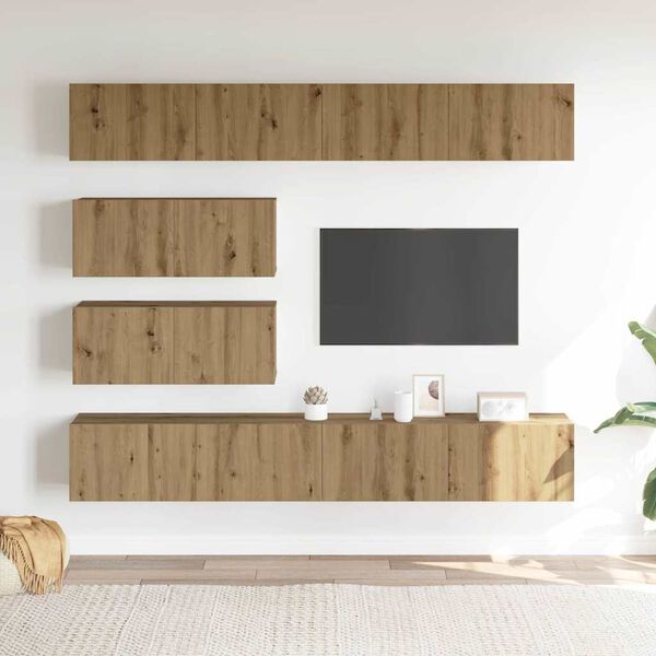 vidaXL 6 Piece TV Cabinet Set Wall-mounted Artisan Oak Engineered Wood