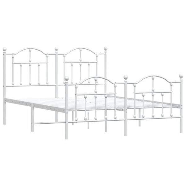 vidaXL Metal Bed Frame without Mattress with Footboard White 140x200cm