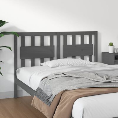 vidaXL Bed Headboard Grey 125.5x4x100 cm Solid Wood Pine