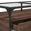 vidaXL Coffee Table with Glass Top Brown Oak 98.5x50x45 cm Steel