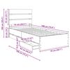 vidaXL Bed Frame with Drawer Concrete Grey 75 x 190 cm Engineer Wood
