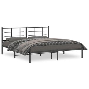 vidaXL Metal Bed Frame without Mattress with Headboard Black 183x213cm