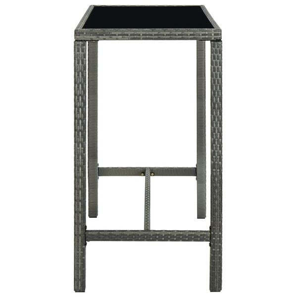 vidaXL Garden Bar Table Grey 130x60x110 cm Poly Rattan and Glass