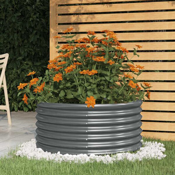 vidaXL Garden Planter Galvanised Steel 80x80x36 cm Anthracite