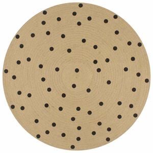 vidaXL Area Rug | Natural and black polka dot | Braided jute | 90 cm Diameter