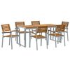 vidaXL Garden Dining Set 7 pcs Grey and brown Solid acacia wood