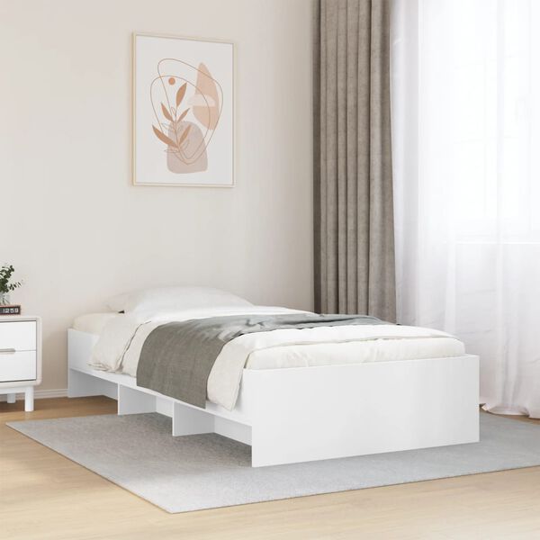vidaXL Bed Frame without Mattress White 100x200 cm Engineered Wood