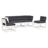 vidaXL 5 Piece Garden Sofa Set with Cushions White Solid Wood Pine