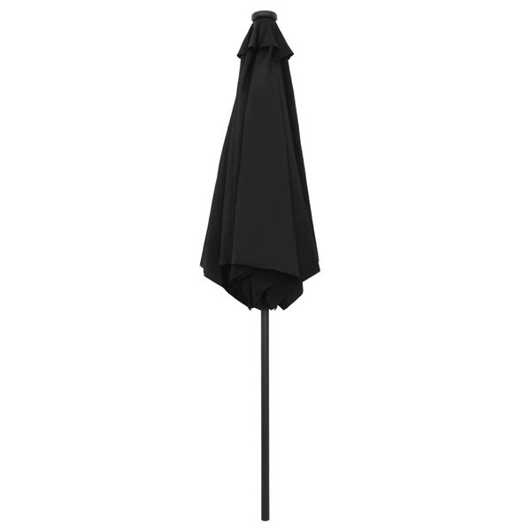 vidaXL Garden Parasol with LED Lights and Aluminium Pole 270 cm Black