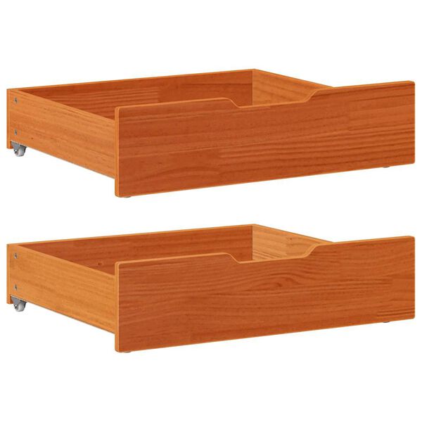 vidaXL Under-Bed Drawers 2 pcs Wax Brown 65x55x17 cm Solid Wood Pine