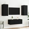 vidaXL 4 Piece TV Wall Units with LED Black Engineered Wood