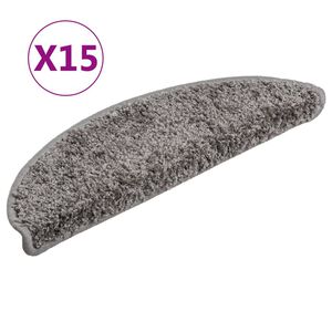 vidaXL Stair Mats 15 pcs 56x17x3 cm Grey Half Round