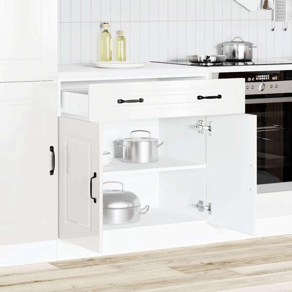 vidaXL Kitchen Base Cabinet Kalmar High Gloss White Engineered Wood