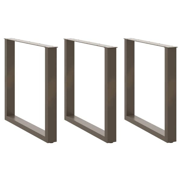 vidaXL Dining Table Legs U-Shaped 3 pcs Natural Steel 80x(72-73) cm Steel