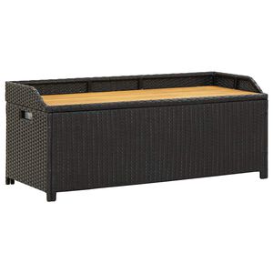 vidaXL Garden Storage Bench 120 cm Poly Rattan Black