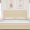 vidaXL LED Headboard with LED Strip Lights Manual Cream 180 cm Fabric