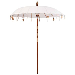 vidaXL Balinese Parasol Cream 190 x 190 x 260 cm Cotton and solid wood
