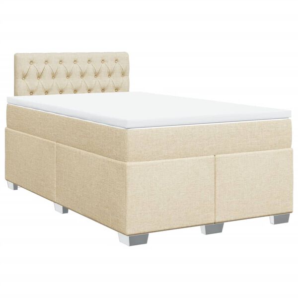 vidaXL Box Spring Bed with Mattress Cream 120x200 cm Fabric