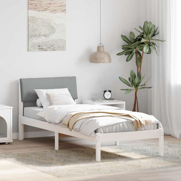 vidaXL Bed frame White and light grey 80 x 200 cm Solid pine wood