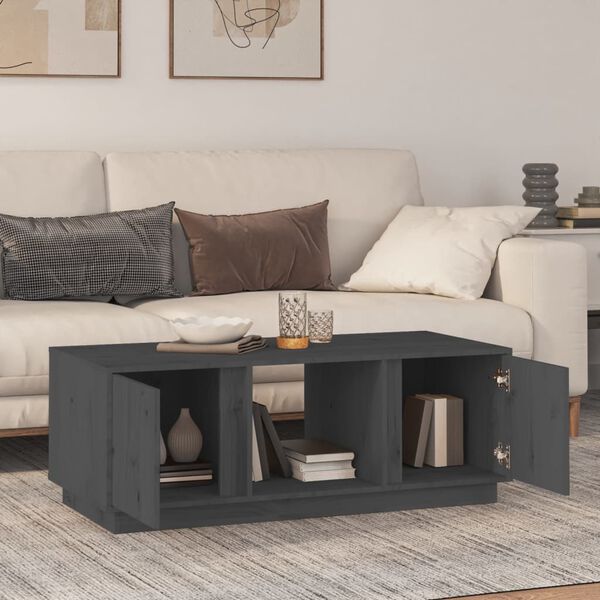 vidaXL Coffee Table Grey 110x50x40 cm Solid Wood Pine