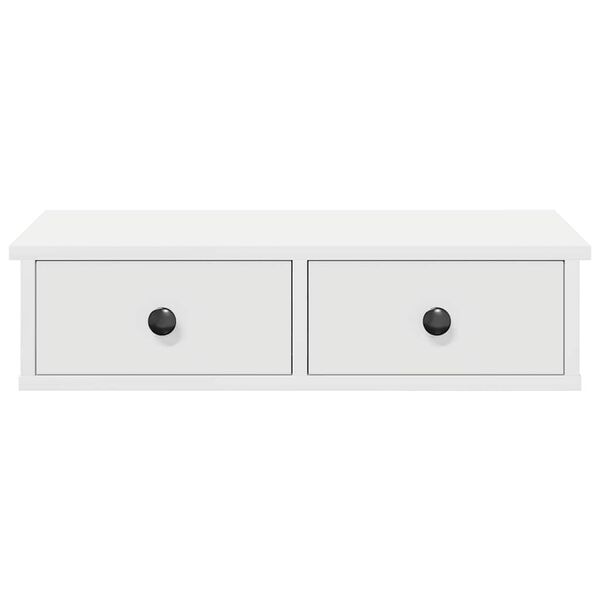 vidaXL Wall Shelf with Drawers White 60x28x15 cm Engineered Wood