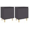 vidaXL Bed Cabinets with Solid Wood Legs 2 pcs Grey 40x30x50 cm