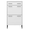 vidaXL Shoe Rack with Metal Legs White Solid Wood Pine OSLO