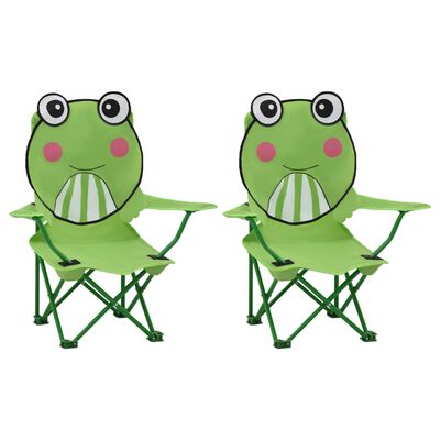 vidaXL Kids' Garden Chairs 2 pcs Green Fabric