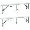 vidaXL Folding Garden Benches 2 pcs 180 cm HDPE White