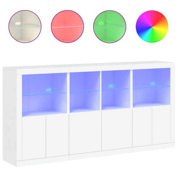 vidaXL Sideboard with LED Lights White 202x37x100 cm