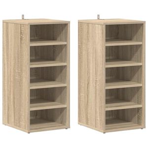 vidaXL Shoe Cabinets 2 pcs Sonoma Oak 31.5x35x70 cm Engineered Wood