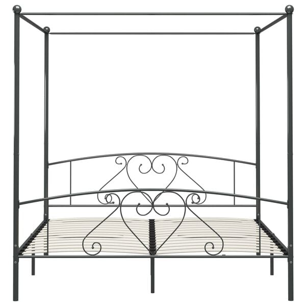 vidaXL Canopy Bed Frame without Mattress Grey Metal 180x200 cm Super King