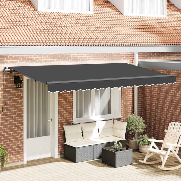 vidaXL Retractable Awning Manual Anthracite 350 x 200 cm Fabric