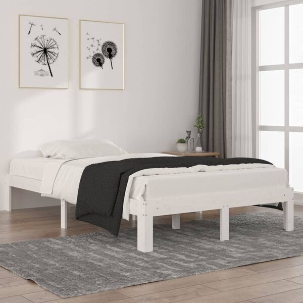 vidaXL Bed Frame without Mattress White Solid Wood Pine 120x200cm