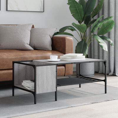 vidaXL Coffee Table with Rack Grey Sonoma 100x51x40 cm Engineered Wood