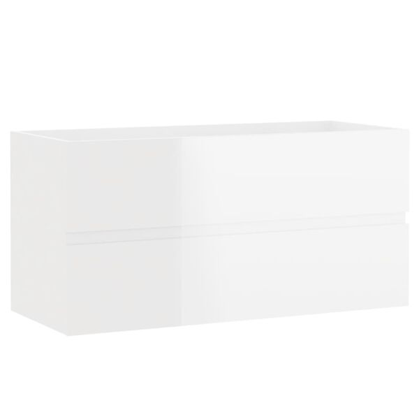 vidaXL Sink Cabinet with Built-in Basin High Gloss White Engineered Wood