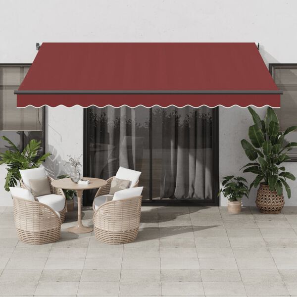 vidaXL Manual Retractable Awning Burgundy 400x300 cm